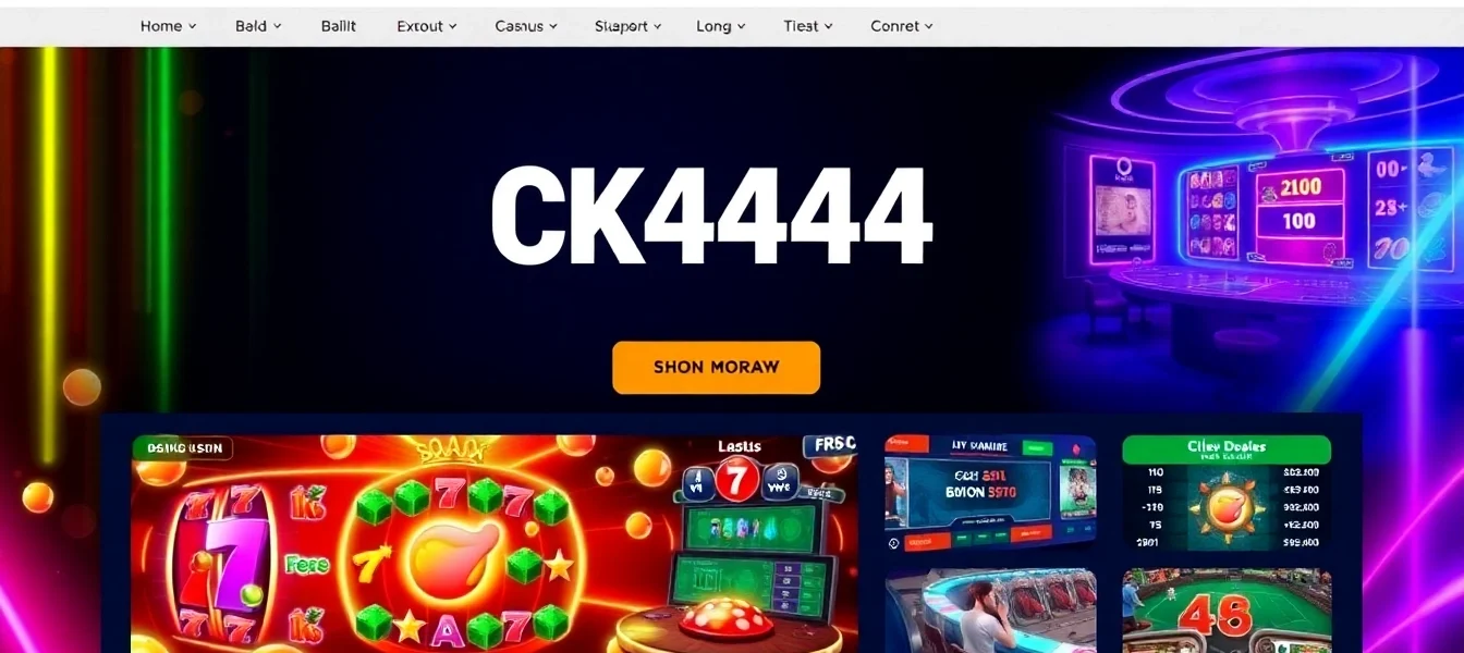 Engaging homepage showcasing CK4444 com's diverse online casino, featuring bright slots, live dealer action, and sports betting, enticing players with vibrant visuals and modern design.