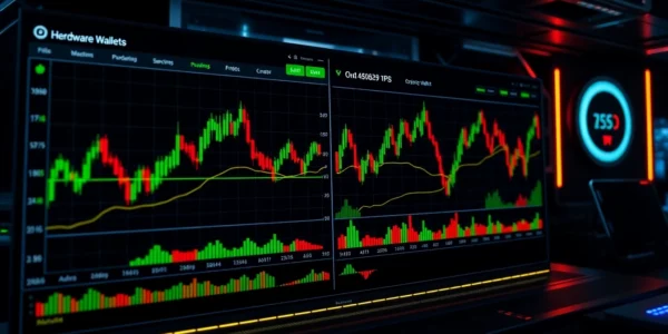 AICoin real-time crypto market dashboard showing dynamic charts and security features, emphasizing safe trading.