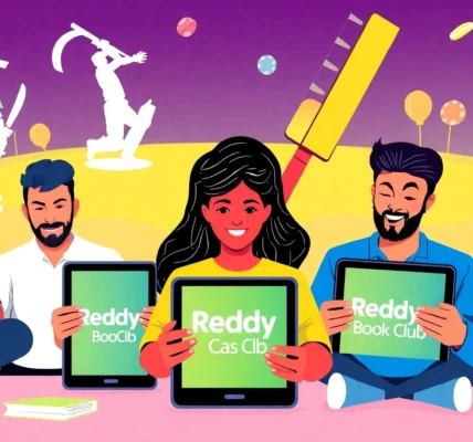 Reddy Book Club logo displayed on a smartphone with cricket and casino icons, symbolizing trust and entertainment for online betting enthusiasts.