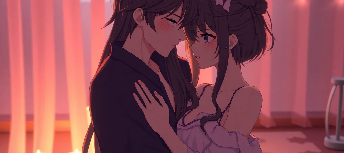 Vivid NSFW AI-generated scene featuring hyper-realistic characters engaging in a sensual moment, emphasizing detailed expressions and lighting.