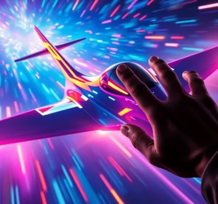 An action shot of a player navigating the aviator game online with a sleek aircraft and vibrant graphics, highlighting strategic gameplay in an immersive environment.