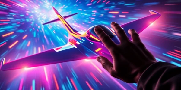 An action shot of a player navigating the aviator game online with a sleek aircraft and vibrant graphics, highlighting strategic gameplay in an immersive environment.