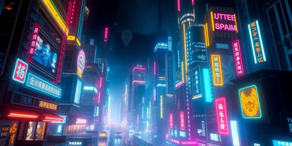 Example of a compelling prompt for a nsfw ai generator creating vivid cyberpunk cityscapes with neon lights and detailed features.