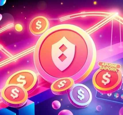 Engaging depiction of APORK Tokens connecting multiple blockchains with GambleFi games and