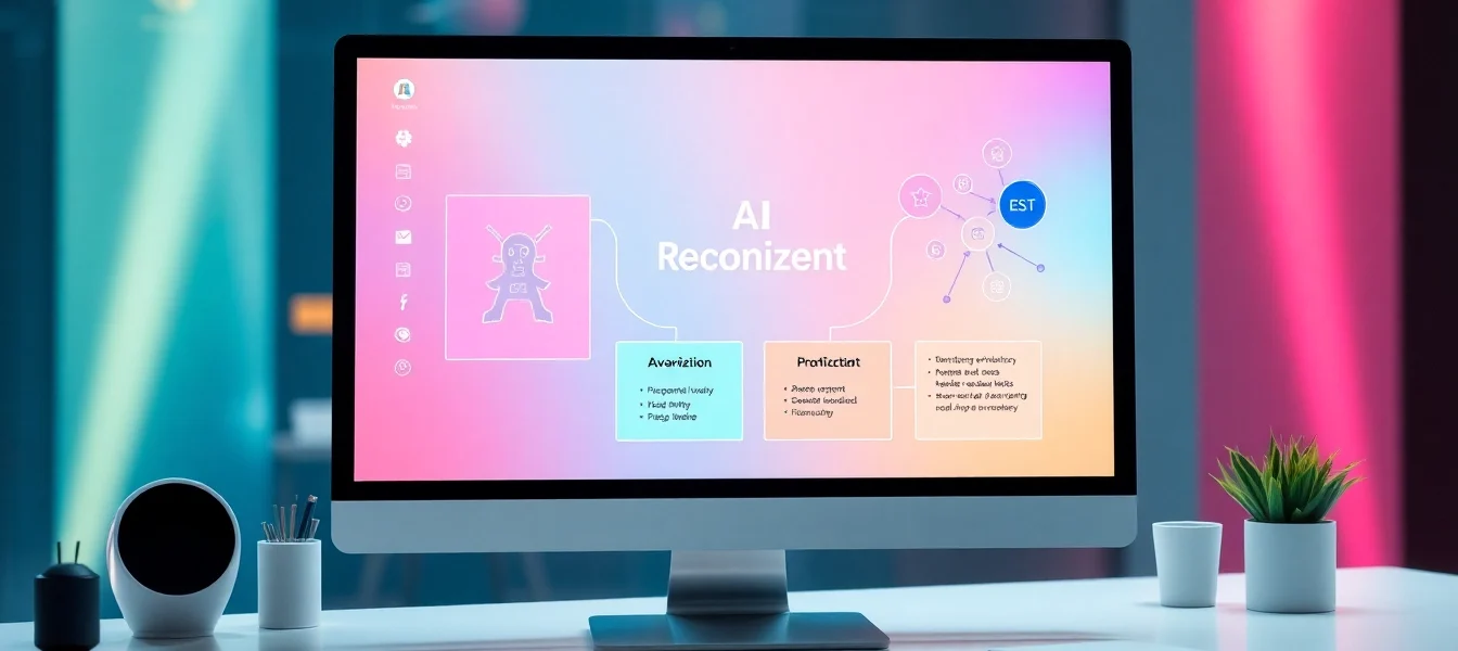 Modern workspace showing AI content humanization process with digital tools and vibrant design,