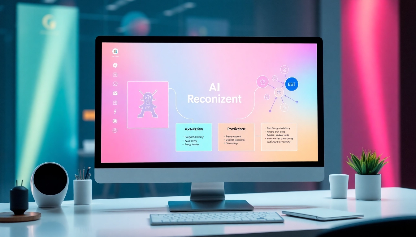 Modern workspace showing AI content humanization process with digital tools and vibrant design,