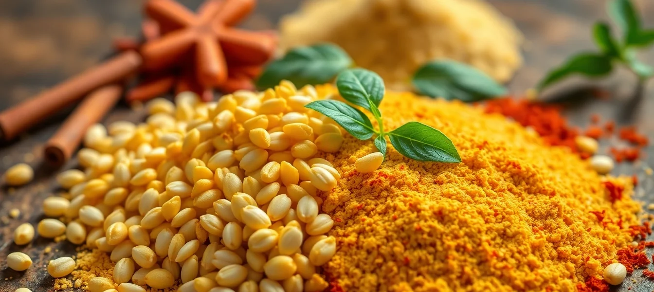 Premium fenugreek powder nestled among spices, showcasing natural ingredients and quality