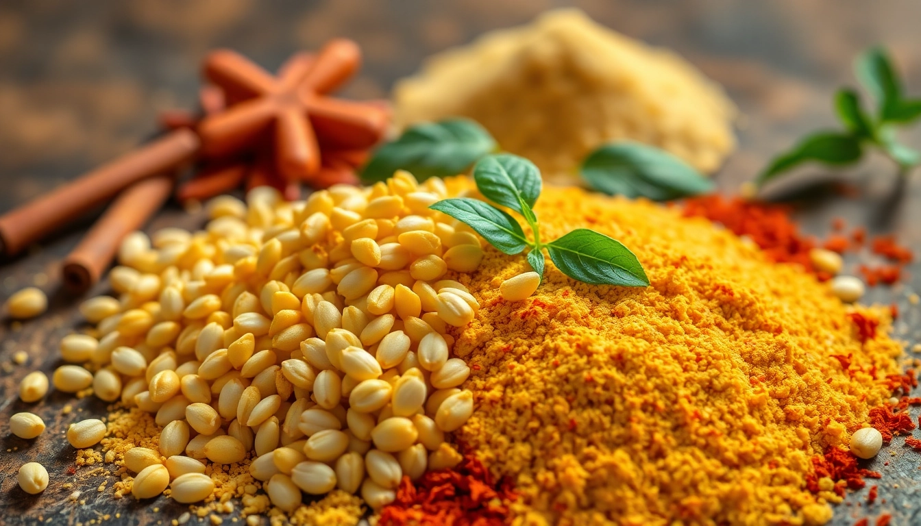 Premium fenugreek powder nestled among spices, showcasing natural ingredients and quality