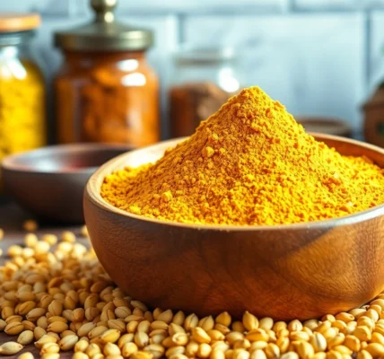 High-quality fenugreek powder displayed in a rustic bowl with fresh fenugreek seeds in natural
