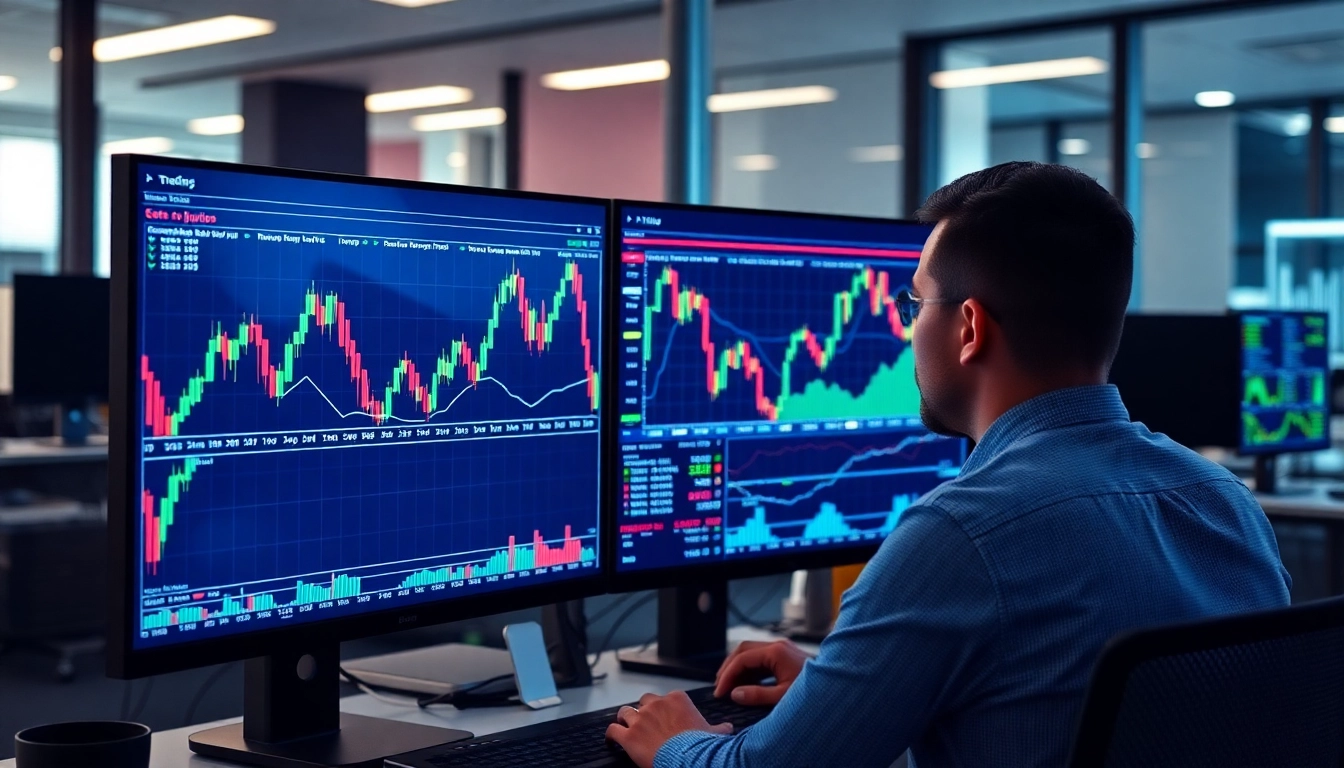Trading view analytical chart showing real-time market data with vibrant graphical overlays for